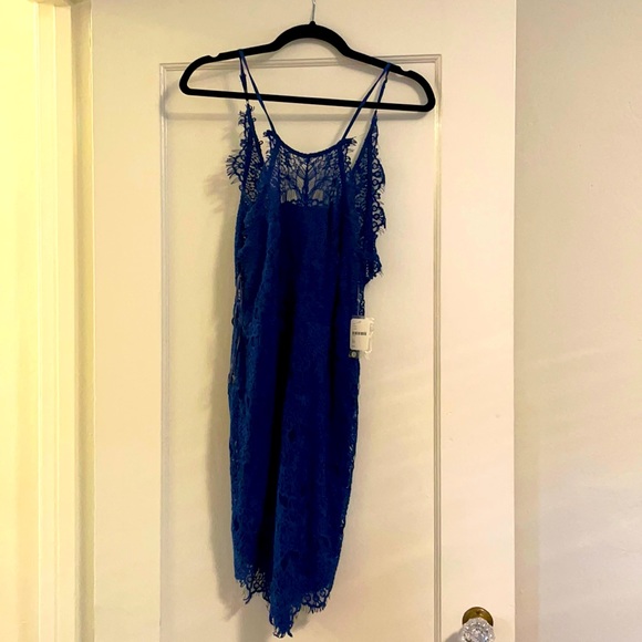 FREE PEOPLE Intimately Blue Lace She's Got It Slip Mini Dress - XSmall - Picture 2 of 4